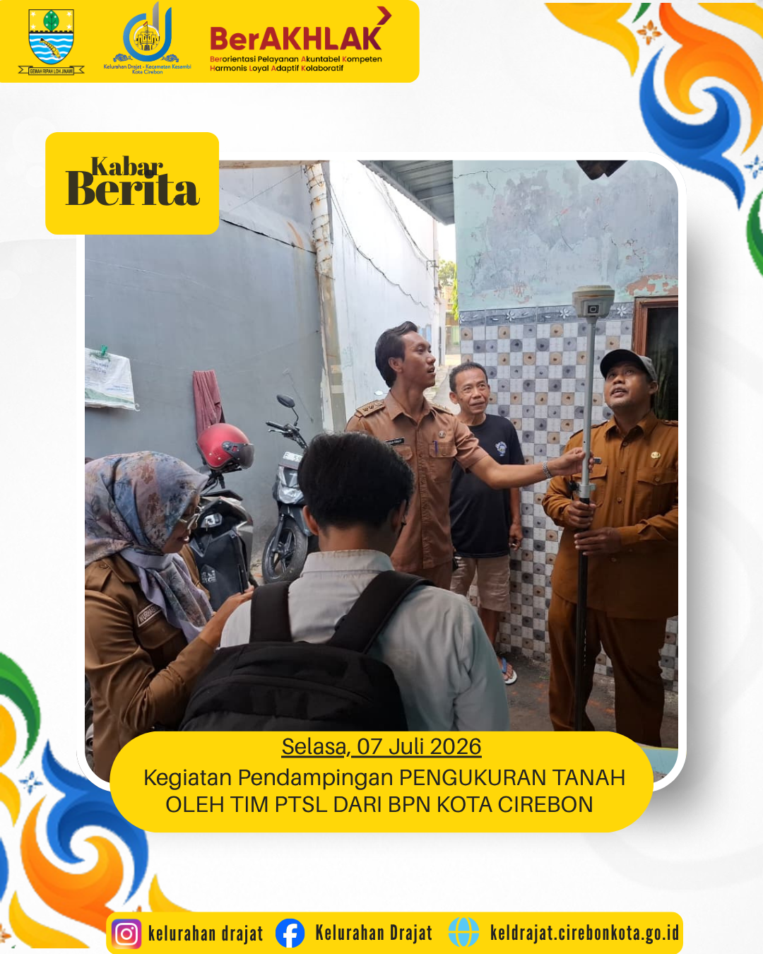 Kegiatan Pendampingan Pengukuran Tanah Oleh Tim PTSL Dari Kantor Pertanahan Kota Cirebon saat ini sedang mendampingi