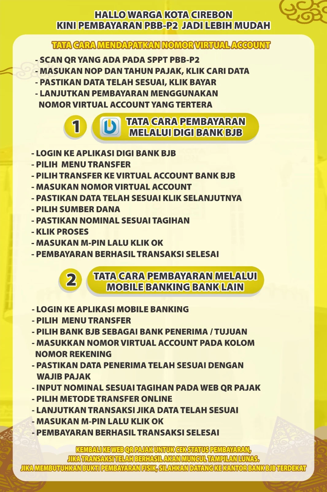 PEMBERITAHUAN PEMBAYARAN PBB-P2 KOTA CIREBON TAHUN 2026